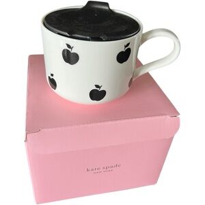 NWT kate spade new york Apple Toss Travel Mug, White/Black